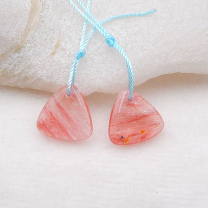 Volcano Cherry Quncortz Earring Beads 15x15x4mm, 2.8g