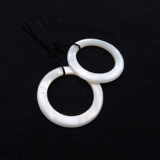 Natural Shell Carved Circle Earring Beads 26X2mm, 2.4g