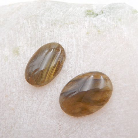 天然拉长石凸圆形一对 18X13X4mm,3.5g