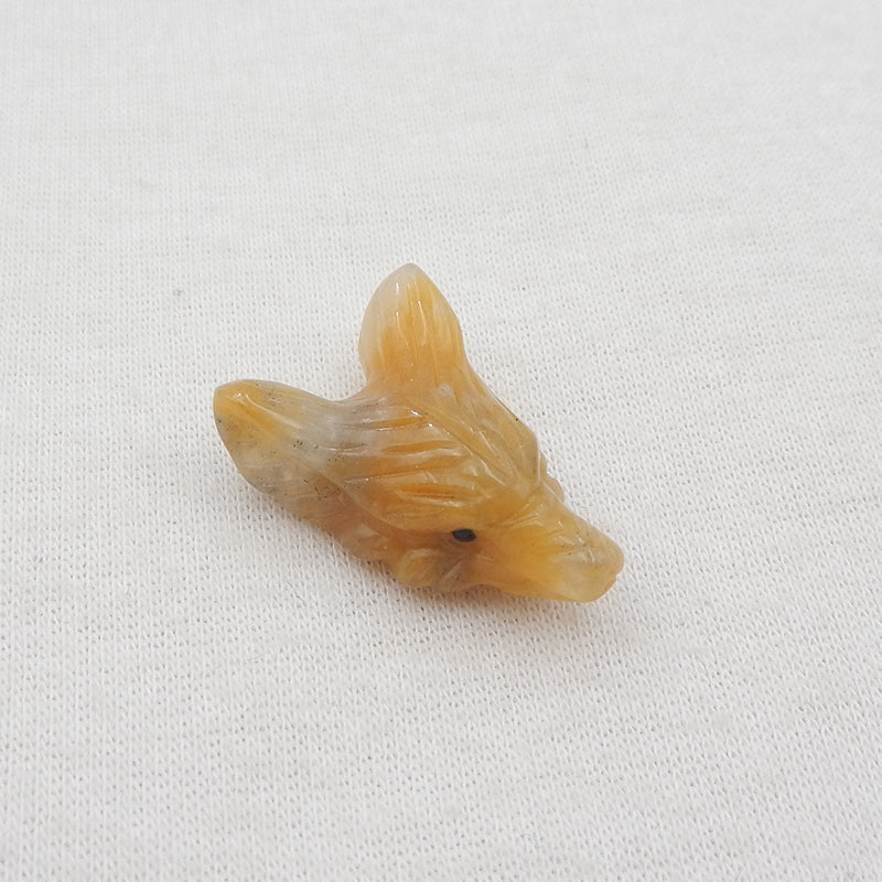Natural Yellow Jade Carved wolf head Pendant Bead 24x17x9mm, 3.8g