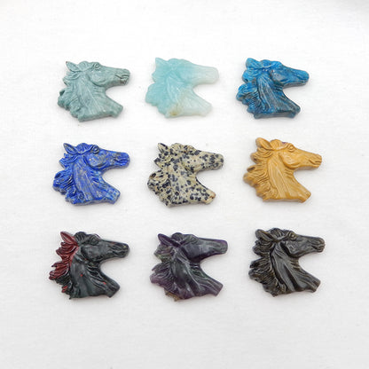 Natural Gemstone Horse Head Pendant Beads 44x39x9mm