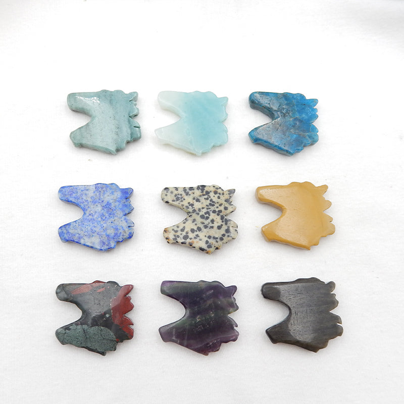 Natural Gemstone Horse Head Pendant Beads 44x39x9mm