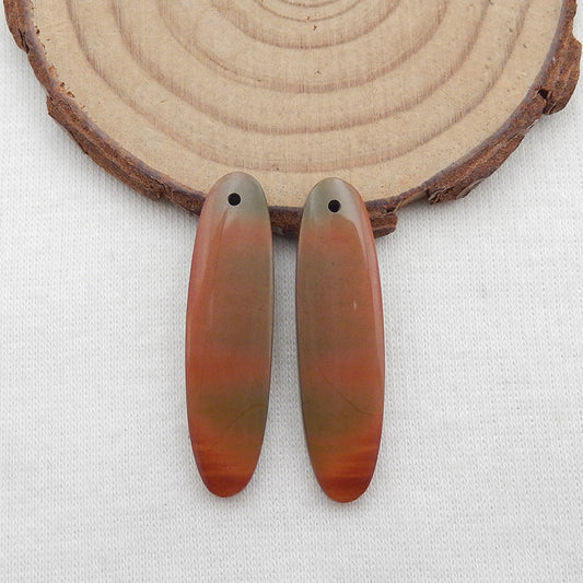 Natural Red Creek Jasper Earring Beads 35x10x4mm, 4.9g