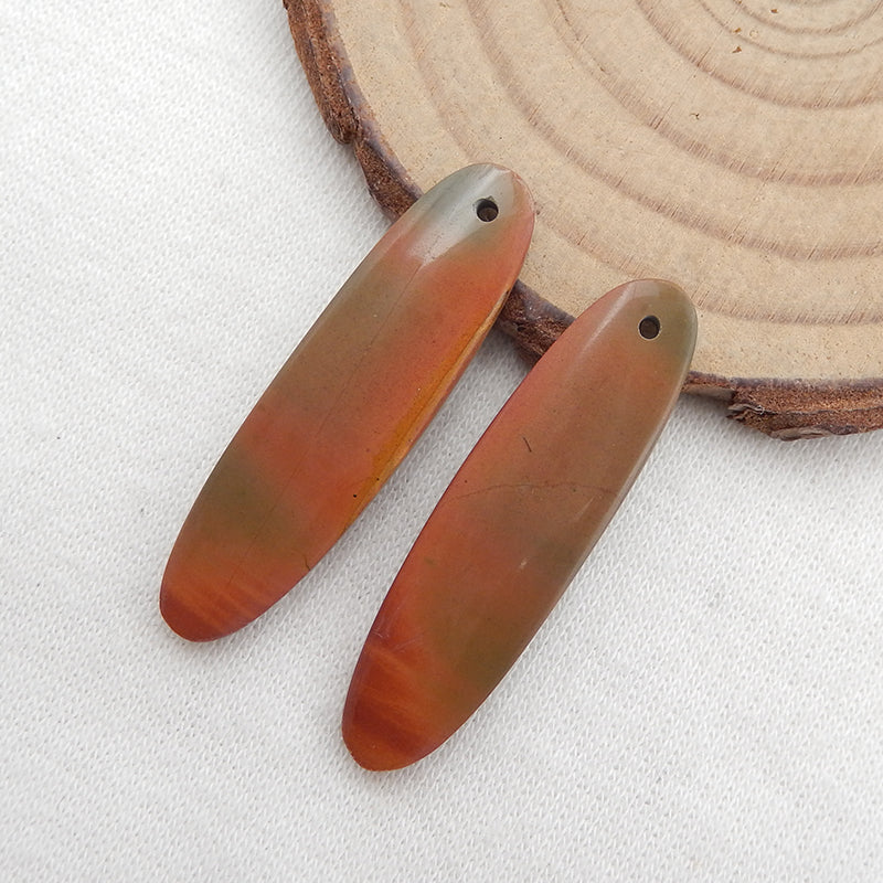 Natural Red Creek Jasper Earring Beads 35x10x4mm, 4.9g