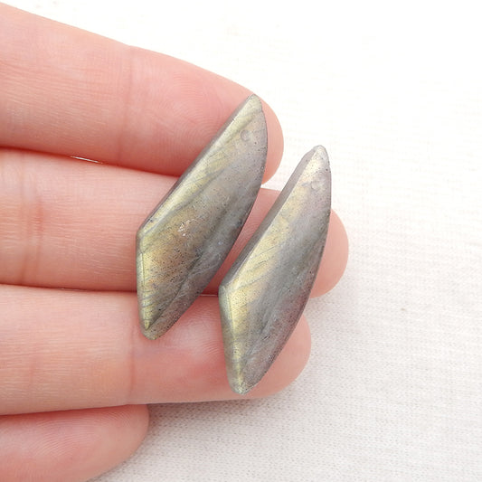Paire de pierres de boucles d'oreilles en labradorite naturelle, pierre pour la fabrication de boucles d'oreilles, 25x12x4mm, 4.2g