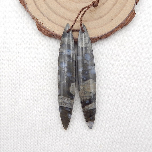 Natural Larvikite Earring Beads 54X9X4mm, 6.7g