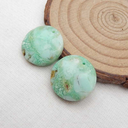 Natural Chrysoprase Earring Beads 18x18x4mm, 5.3g
