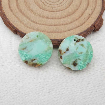Natural Chrysoprase Earring Beads 18x18x4mm, 5.3g