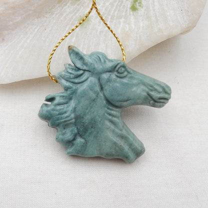 Natural Gemstone Horse Head Pendant Beads 44x39x9mm