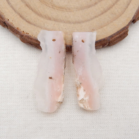Boucles d'oreilles en pierres précieuses d'opale rose pépite, 27x12x3 mm, 3,2 g