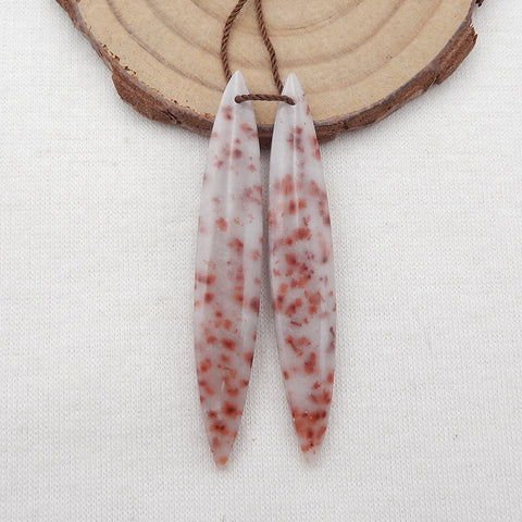 Natural Red Dalmatian Jasper Earring Beads 55x9x5mm, 6.9g