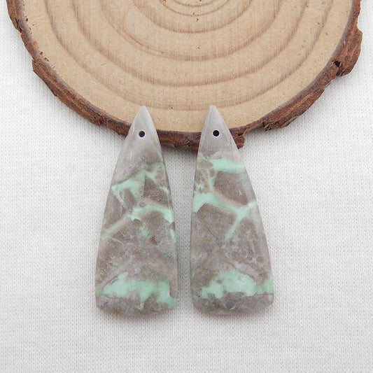 Boucles d'oreilles triangle variscite paire de pierres pour la fabrication de boucles d'oreilles, 37 x 15 x 2 mm, 8,9 g