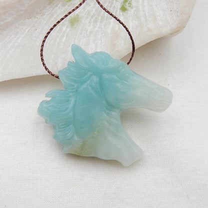 Natural Gemstone Horse Head Pendant Beads 44x39x9mm