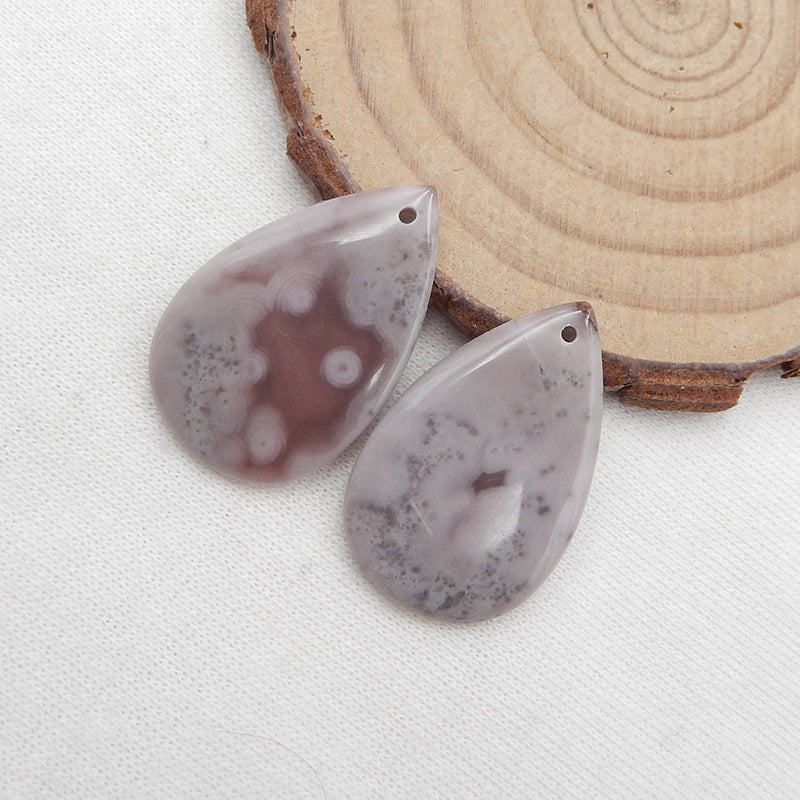 Paire de boucles d'oreilles percées en agate de dentelle violette naturelle, 27 x 18 x 3 mm, 5,1 g