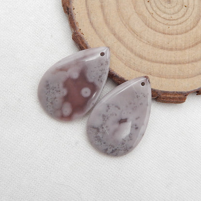 Paire de boucles d'oreilles percées en agate de dentelle violette naturelle, 27 x 18 x 3 mm, 5,1 g