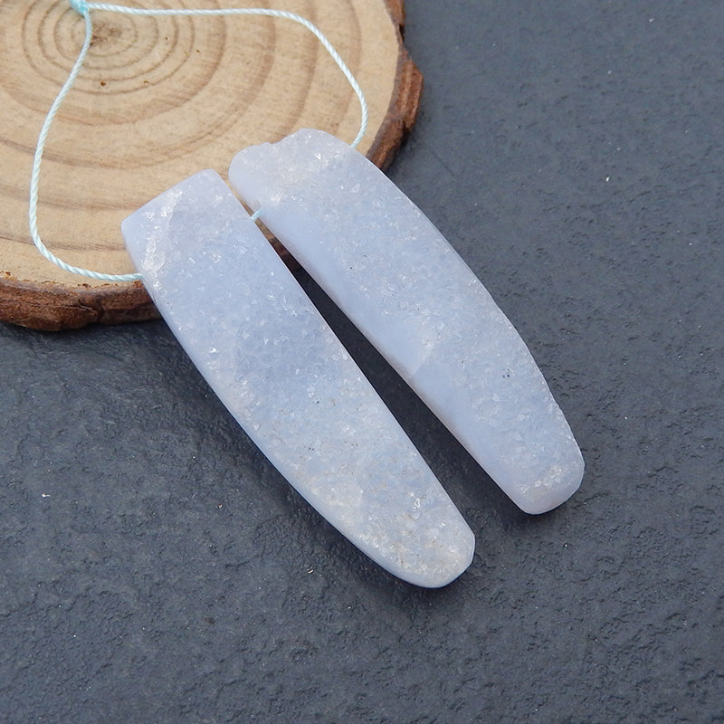 Natural Blue Lace Agate Earring Beads 44x12x9mm, 15.2g