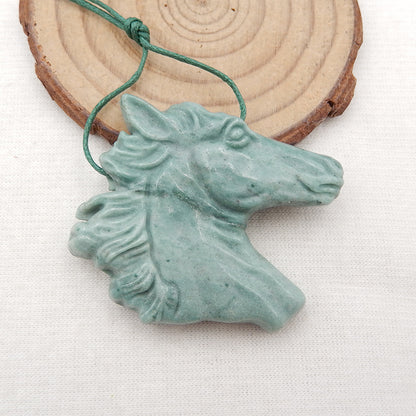 Natural Wave Jasper Carved horse head Pendant Bead 38x43x9mm, 22.0g