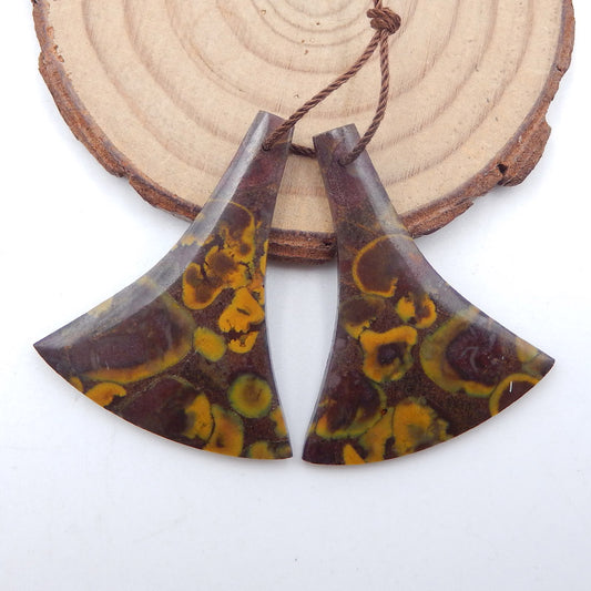 Natural Fruit Jasper Earring Beads 38x32x4mm, 9.6g