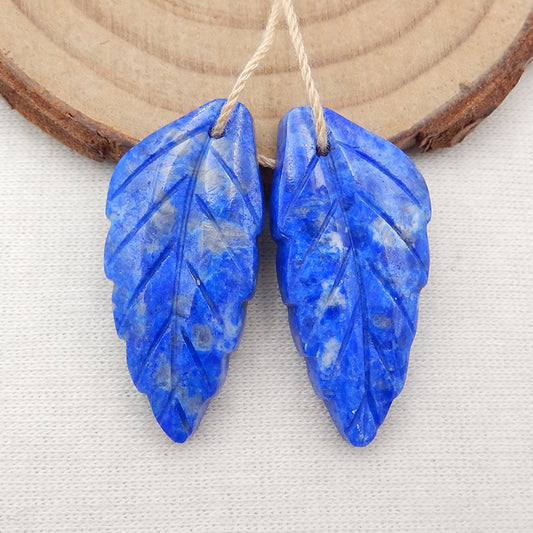 Natural Lapis Lazuli leaf Earring Beads 31x14x4mm, 7.2g