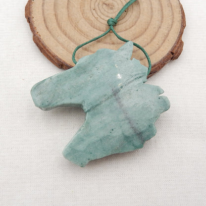 Natural Wave Jasper Carved horse head Pendant Bead 38x43x9mm, 22.0g