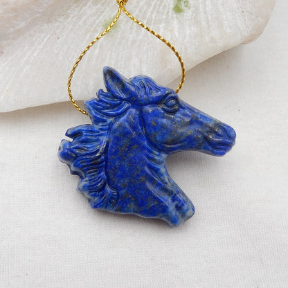 Natural Gemstone Horse Head Pendant Beads 44x39x9mm