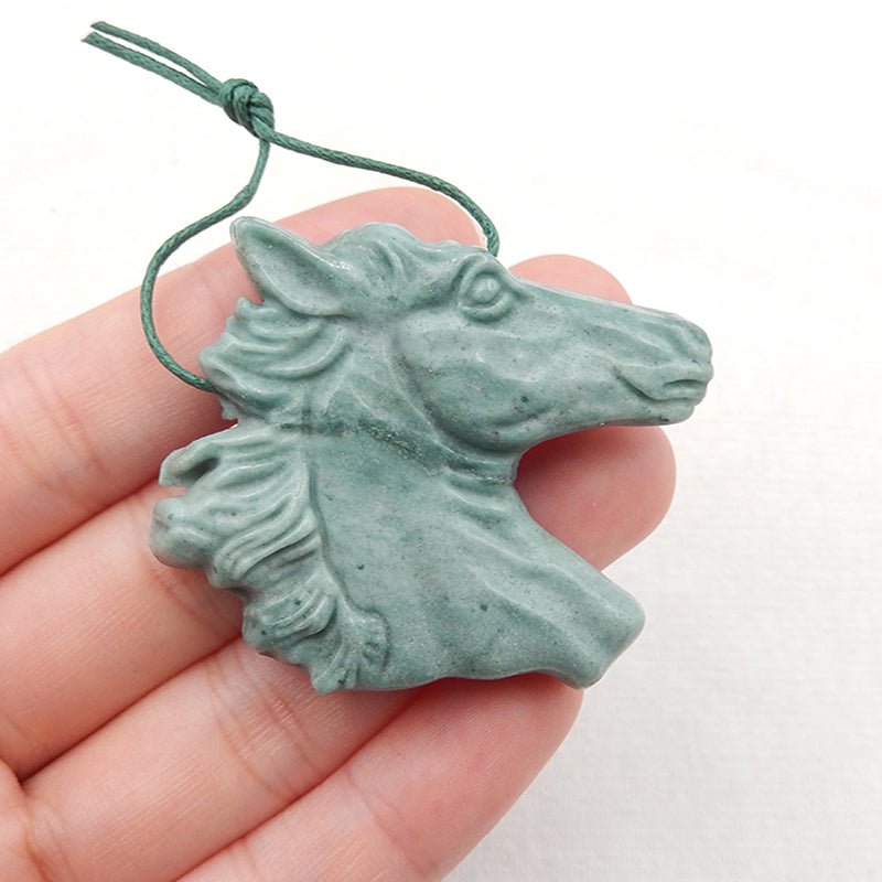 Natural Wave Jasper Carved horse head Pendant Bead 38x43x9mm, 22.0g