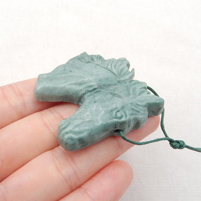 Natural Wave Jasper Carved horse head Pendant Bead 38x43x9mm, 22.0g