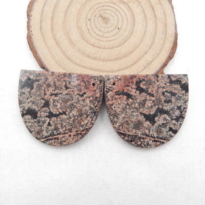 天然雪花黑曜石耳环珠，耳环制作石，30x35x3mm，13.9g