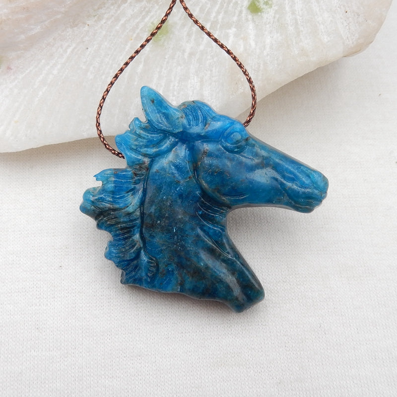 Natural Gemstone Horse Head Pendant Beads 44x39x9mm