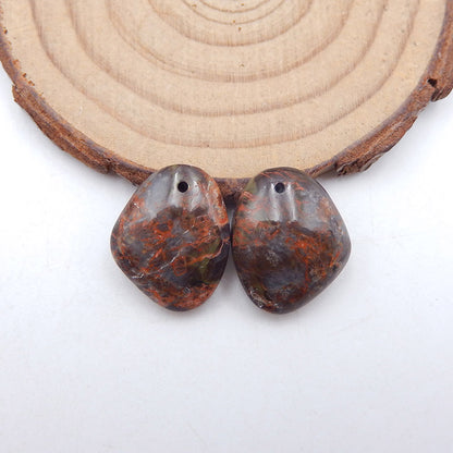 Natural Mushroom Jasper Earring Beads 17x15x6mm, 4.5g