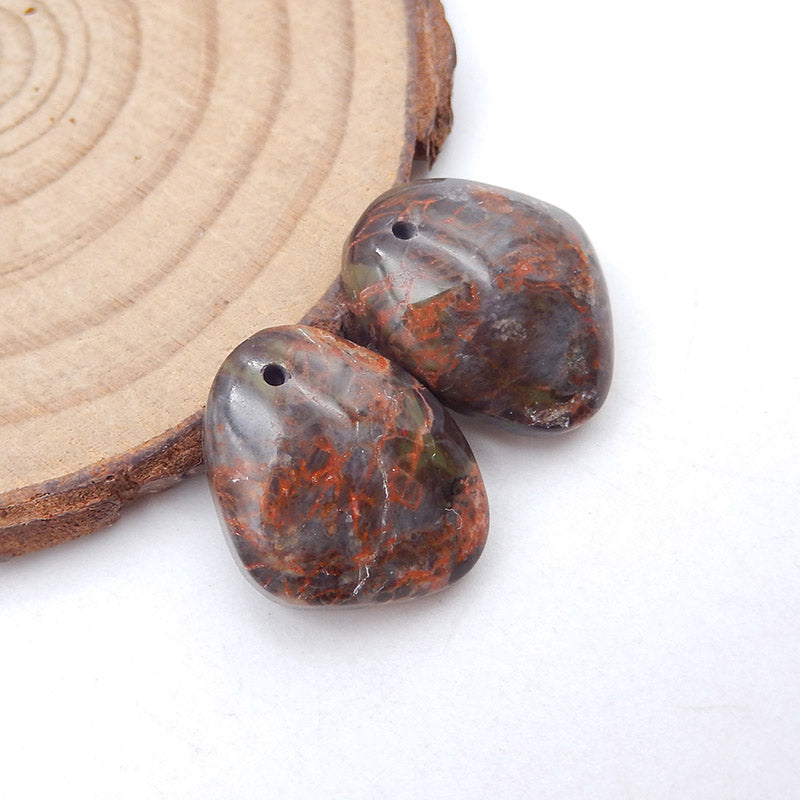 Natural Mushroom Jasper Earring Beads 17x15x6mm, 4.5g