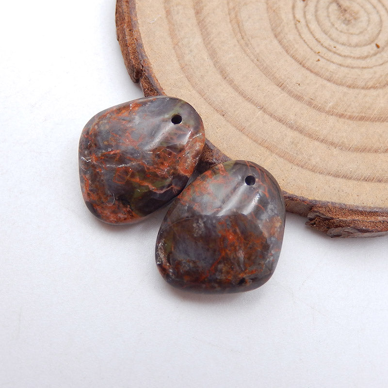 Natural Mushroom Jasper Earring Beads 17x15x6mm, 4.5g