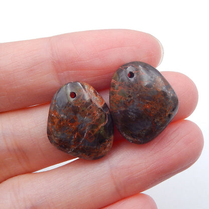 Natural Mushroom Jasper Earring Beads 17x15x6mm, 4.5g