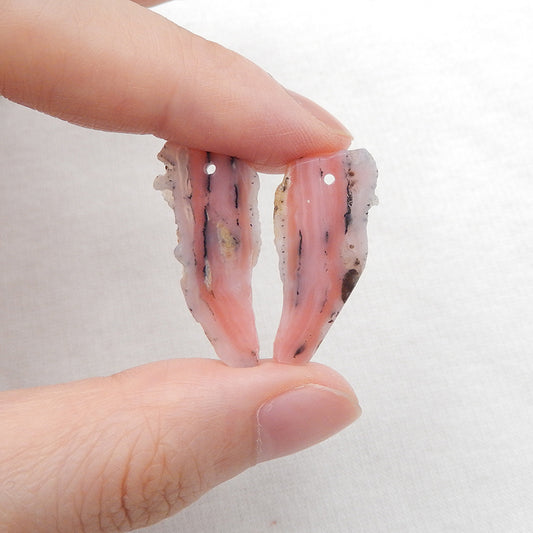Natural Pink Opal Earring Beads 27x12x3mm, 3.2g