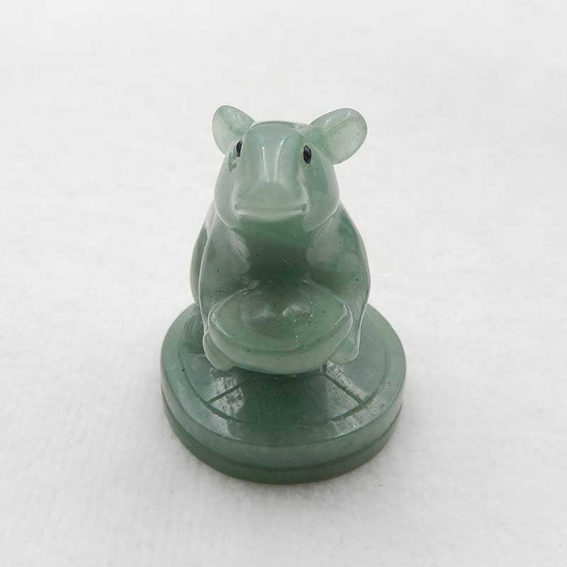 Natural Green Aventurine Carved Mouse 46x37x32mm, 43.5g