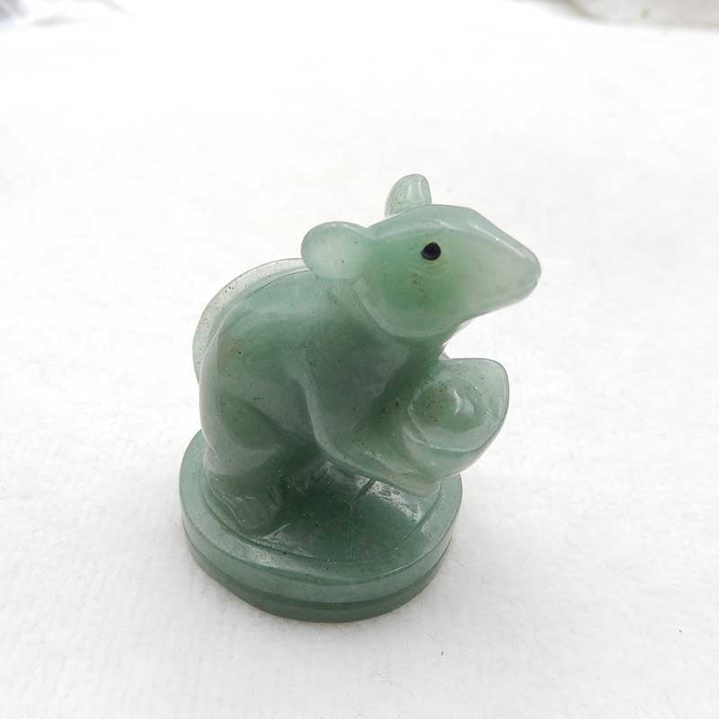 Natural Green Aventurine Carved Mouse 46x37x32mm, 43.5g