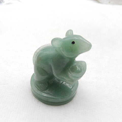 Natural Green Aventurine Carved Mouse 46x37x32mm, 43.5g