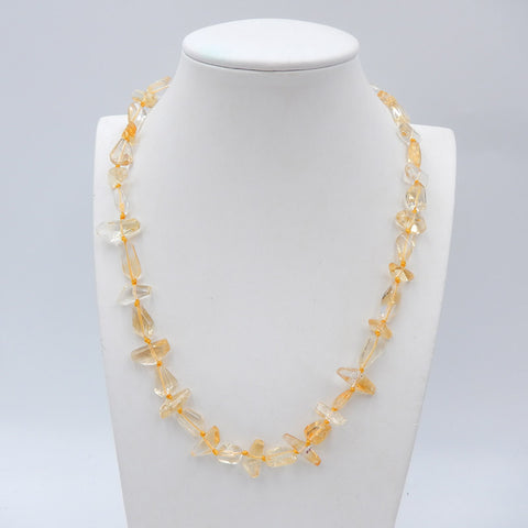 Beautiful Yellow Quartz Gemstone Loose Irregular Beads Necklace For Lover, 1 Strand, 16 Inch, 25g