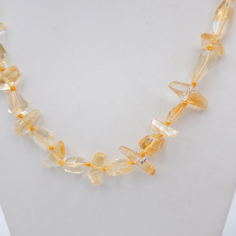 Beautiful Yellow Quartz Gemstone Loose Irregular Beads Necklace For Lover, 1 Strand, 16 Inch, 25g