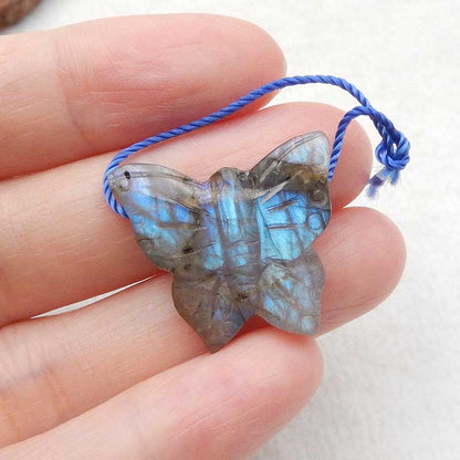 Natural Labradorite Carved butterfly Pendant Bead 21x23x5mm, 3.5g