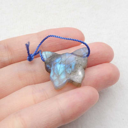 Natural Labradorite Carved butterfly Pendant Bead 21x23x5mm, 3.5g