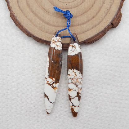 Natural Howlite Earring Beads 44x8x4mm, 5.2g