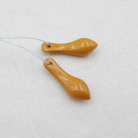 天然莫凯特碧玉耳环一对，24x8x6mm，2.5g