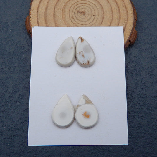 2 paires de cabochons de pierres précieuses en forme de goutte de jaspe océanique, 18 x 11 x 3 mm, 5,5 g