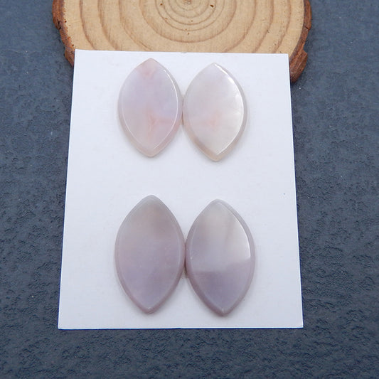 2 paires de cabochons à dos plat en agate violette Marquise, 27 x 16 x 4 mm, 11,6 g