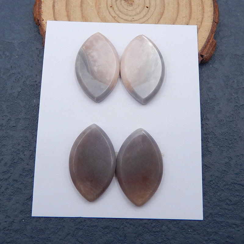 2 pairs Natural Purple Agate Cabochons  25x15x4mm, 11.3g