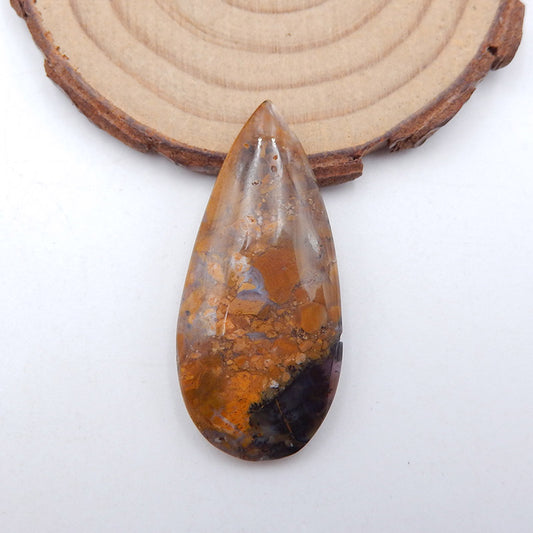 Cabochon en forme de larme naturelle avec agate dendritique, 43 x 19 x 5 mm, 7,3 g