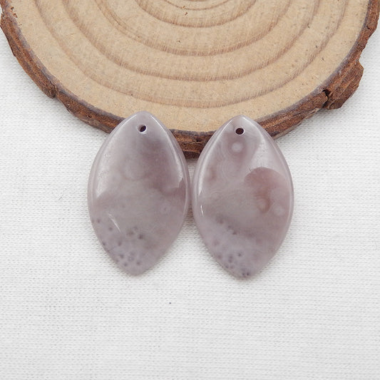 Natural Purple Agate Earring Beads 25x16x3mm, 4.3g