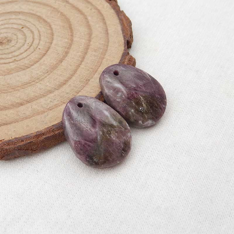 Natural Tourmaline Earring Beads 17x13x4mm, 3.6g