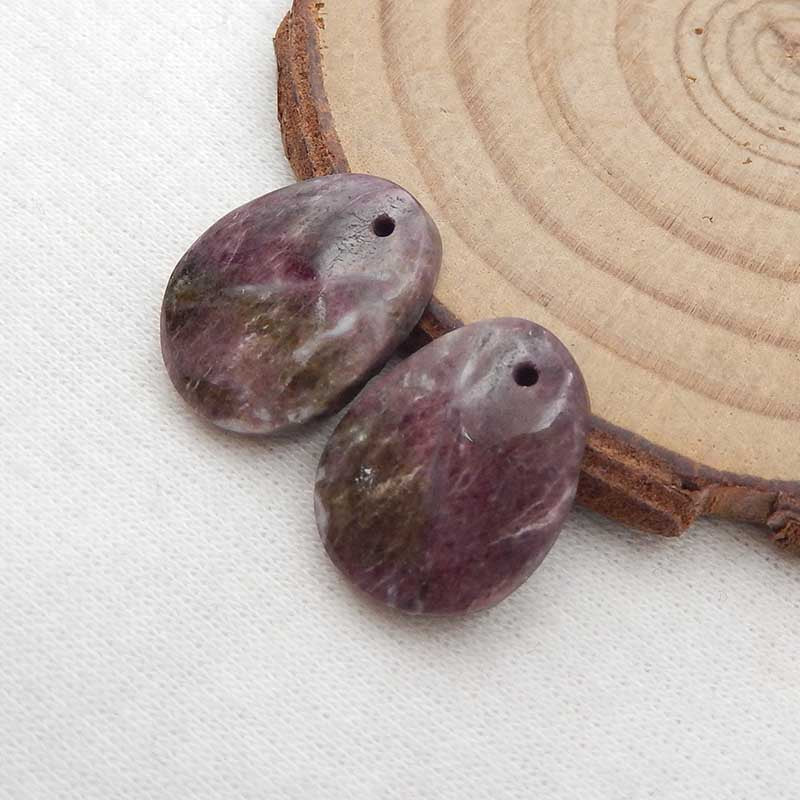 Boucles d'oreilles en pierres précieuses percées à dos plat en tourmaline naturelle, 17x13x4 mm, 3,6 g